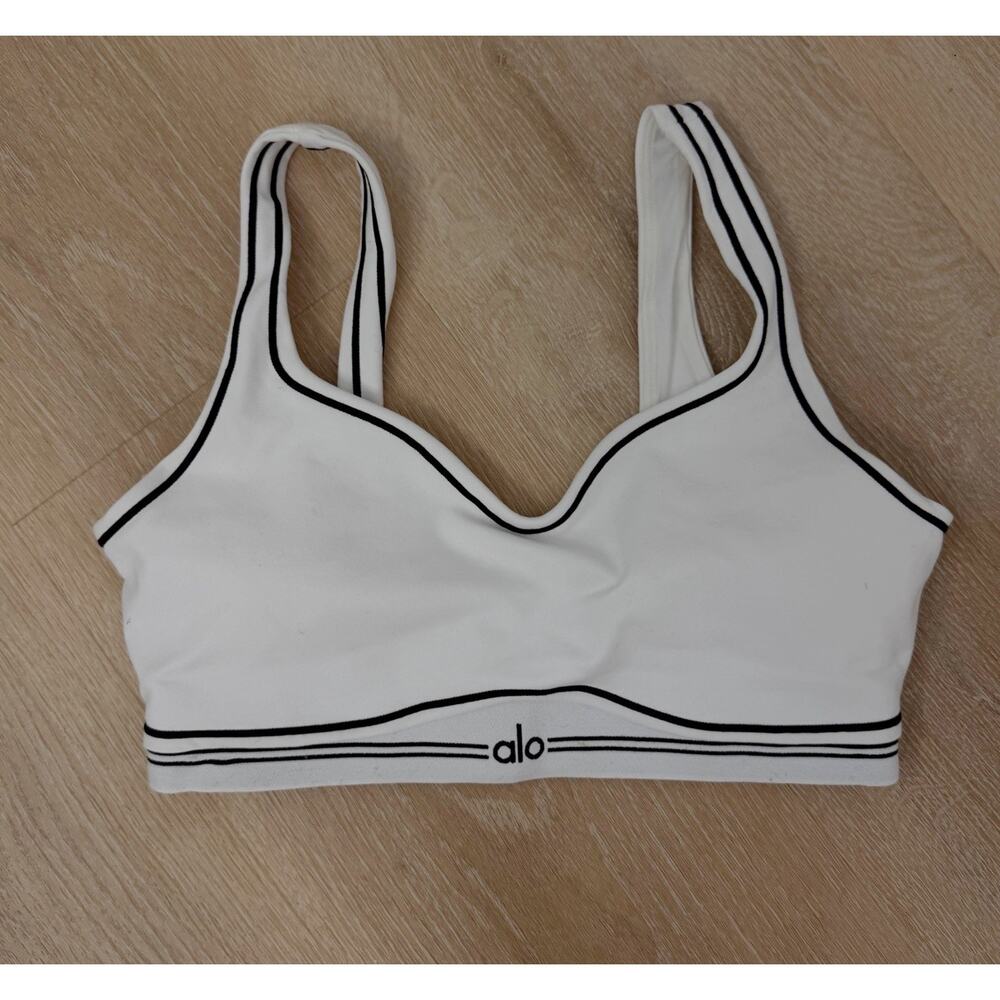 Women’s ALO Yoga Heart Throb Bra White/ Black Size Medium